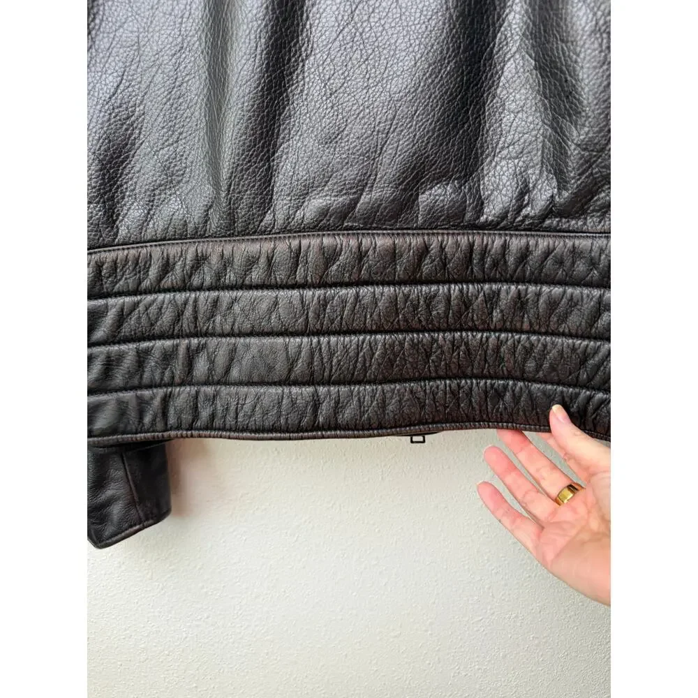 NWT Banana Republic Espresso Leather Moto Jacket Men L